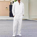 Men's waffle knit set: sweatshirt & straight leg trousers